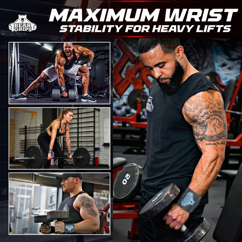 Bear Grips Wrist Wraps for Weightlifting | Weight Lifting Wrist Straps for Weightlifting | Extra Strength Gym Wrist Wraps | Two Wrist Wrap Per Pack | 12â€ & 18â€ | Lifting for Men & Women - Image 4